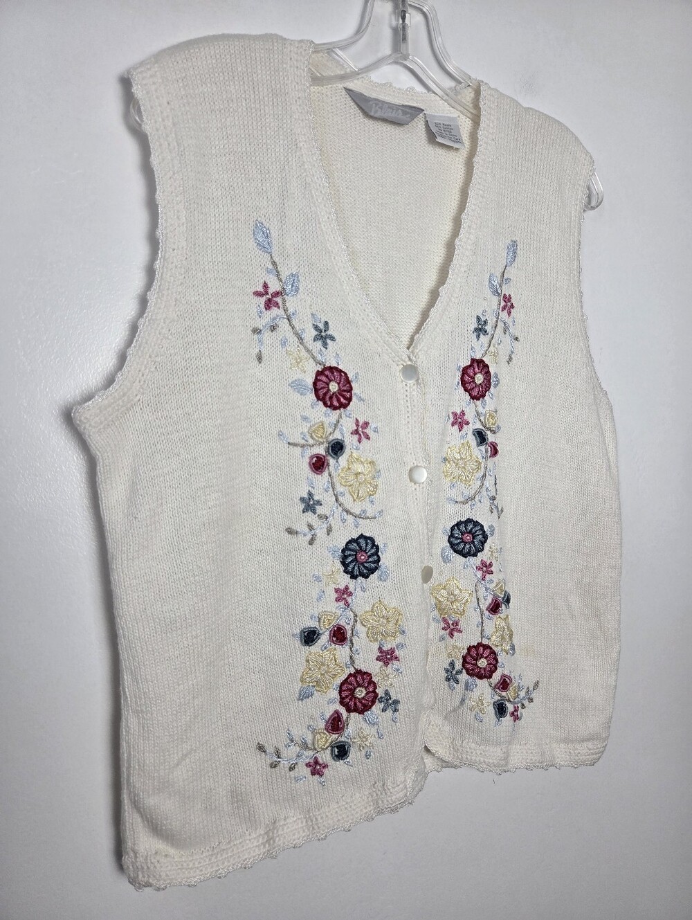 Vintage Blair Knit Sweater Vest Embroidered Floral Grannycore Cottagecore Medium